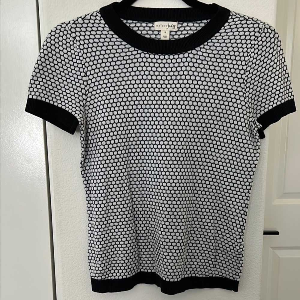 Maison Jules Black and White Short Sleeve Top